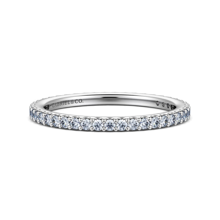 Eternity Band Wedding Ring in 14k White Gold with Round Natural Diamond at Gabriel & Co. - Shot 1
