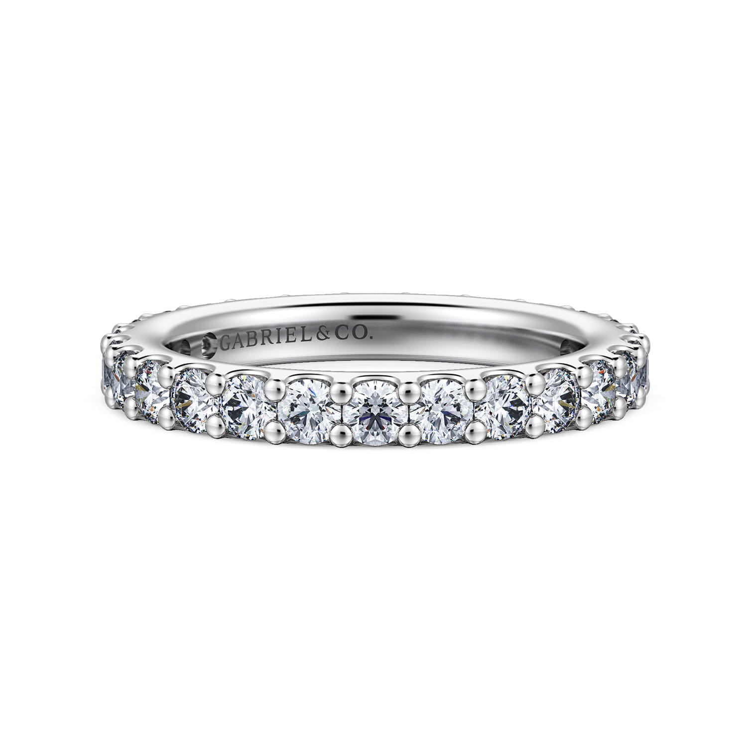 Eternity Band Wedding Ring in 14k White Gold with Round Natural Diamond at Gabriel & Co. - Shot 1