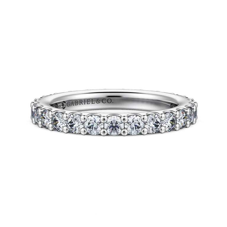 Eternity Band Wedding Ring in 14k White Gold with Round Natural Diamond at Gabriel & Co. - Shot 1