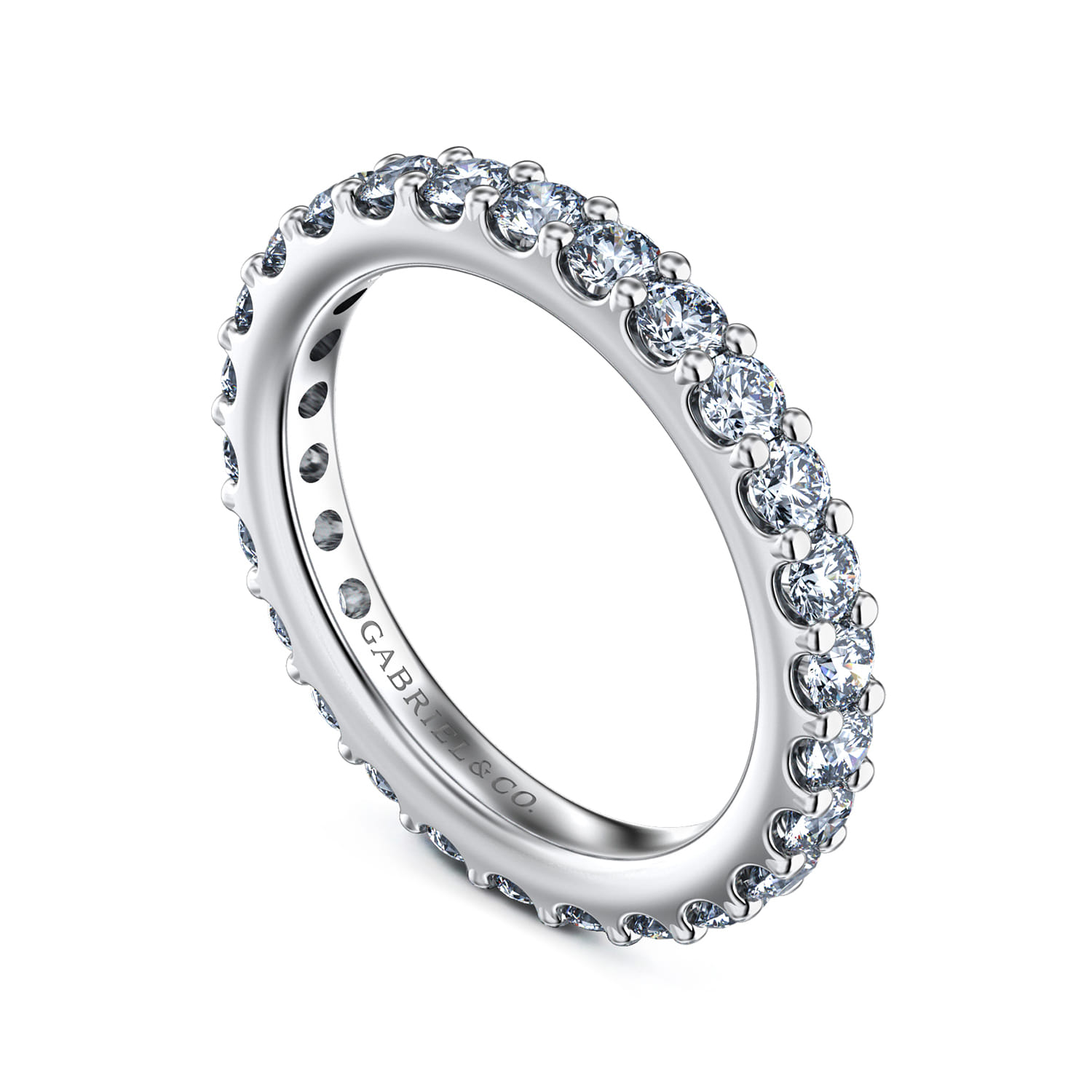 Eternity Band Wedding Ring in 14k White Gold with Round Natural Diamond at Gabriel & Co. - Shot 3