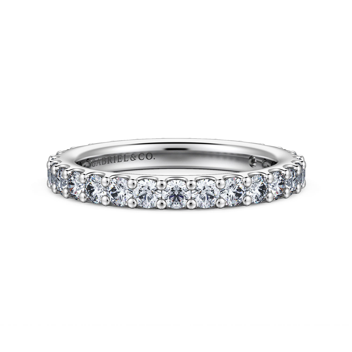 Eternity Band Wedding Ring in 14k White Gold with Round Natural Diamond at Gabriel & Co. - Shot 1