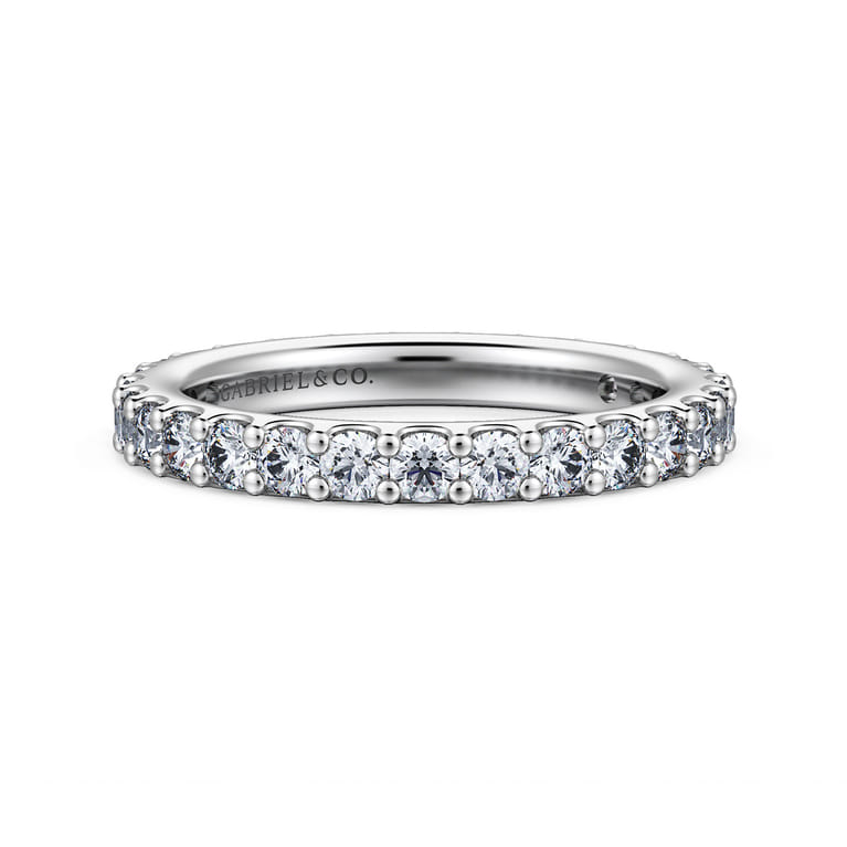 Eternity Band Wedding Ring in 14k White Gold with Round Natural Diamond at Gabriel & Co. - Shot 1