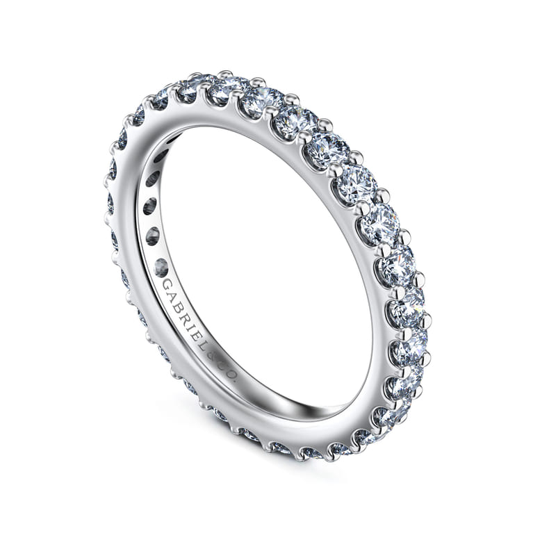 Eternity Band Wedding Ring in 14k White Gold with Round Natural Diamond at Gabriel & Co. - Shot 3