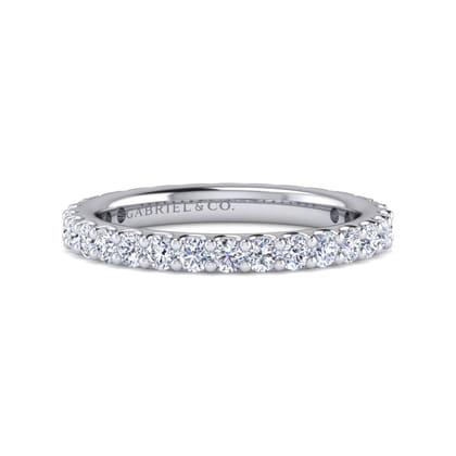 Montreal - 14K White Gold French Pave Set Diamond Eternity Band