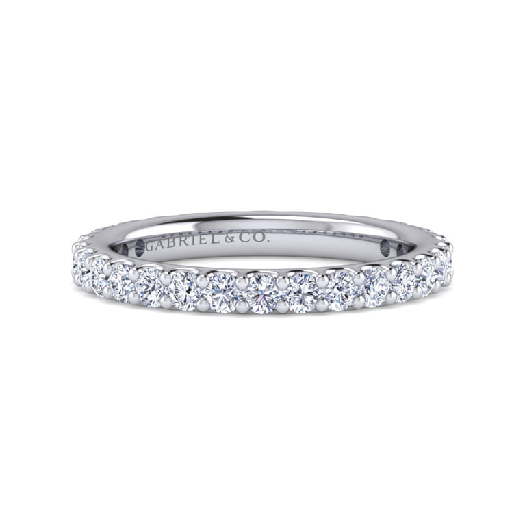 Eternity Band Wedding Ring in 14k White Gold with Round Natural Diamond at Gabriel & Co. - Shot 1