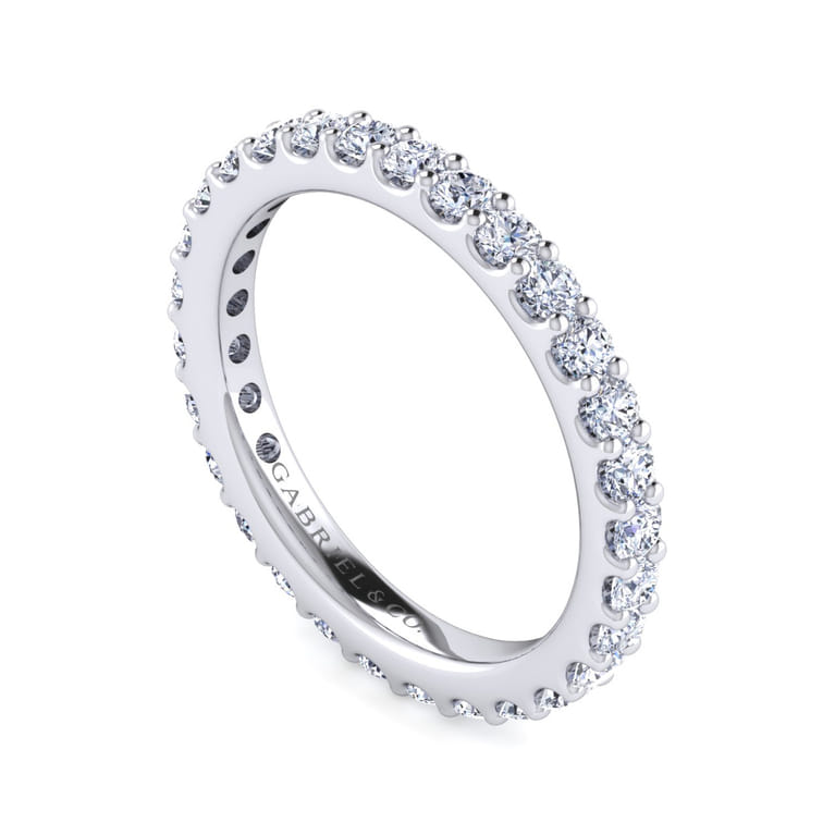 Eternity Band Wedding Ring in 14k White Gold with Round Natural Diamond at Gabriel & Co. - Shot 3
