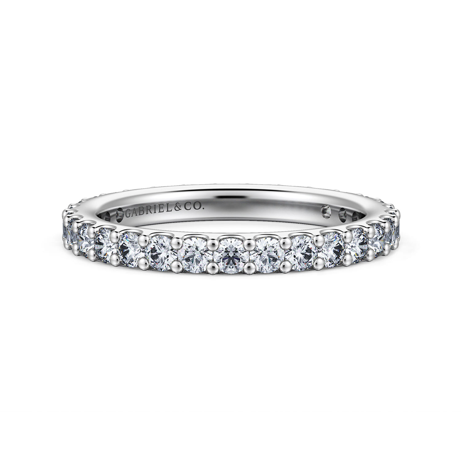 Eternity Band Wedding Ring in 14k White Gold with Round Natural Diamond at Gabriel & Co. - Shot 1