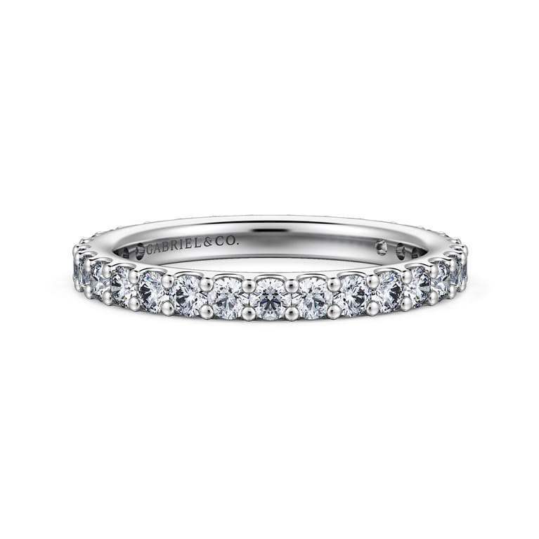 Eternity Band Wedding Ring in 14k White Gold with Round Natural Diamond at Gabriel & Co. - Shot 1