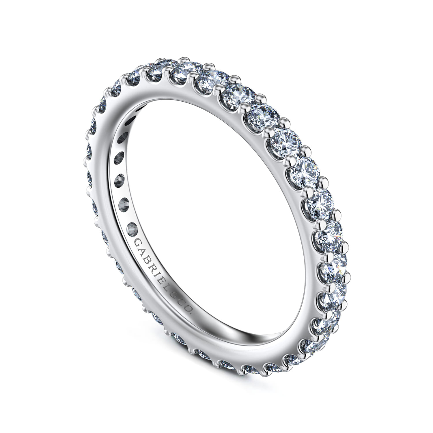 Eternity Band Wedding Ring in 14k White Gold with Round Natural Diamond at Gabriel & Co. - Shot 3