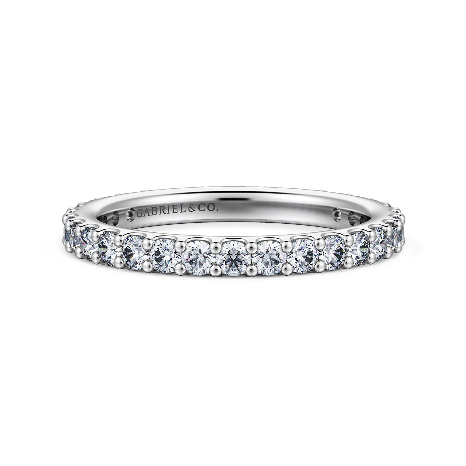 Eternity Band Wedding Ring in 14k White Gold with Round Natural Diamond at Gabriel & Co. - Shot 1