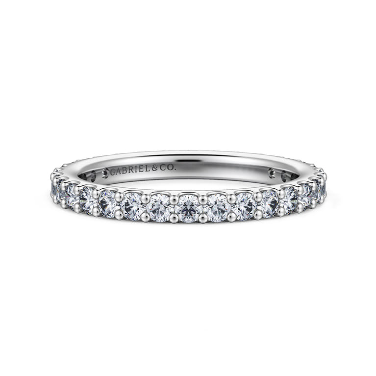 Eternity Band Wedding Ring in 14k White Gold with Round Natural Diamond at Gabriel & Co. - Shot 1