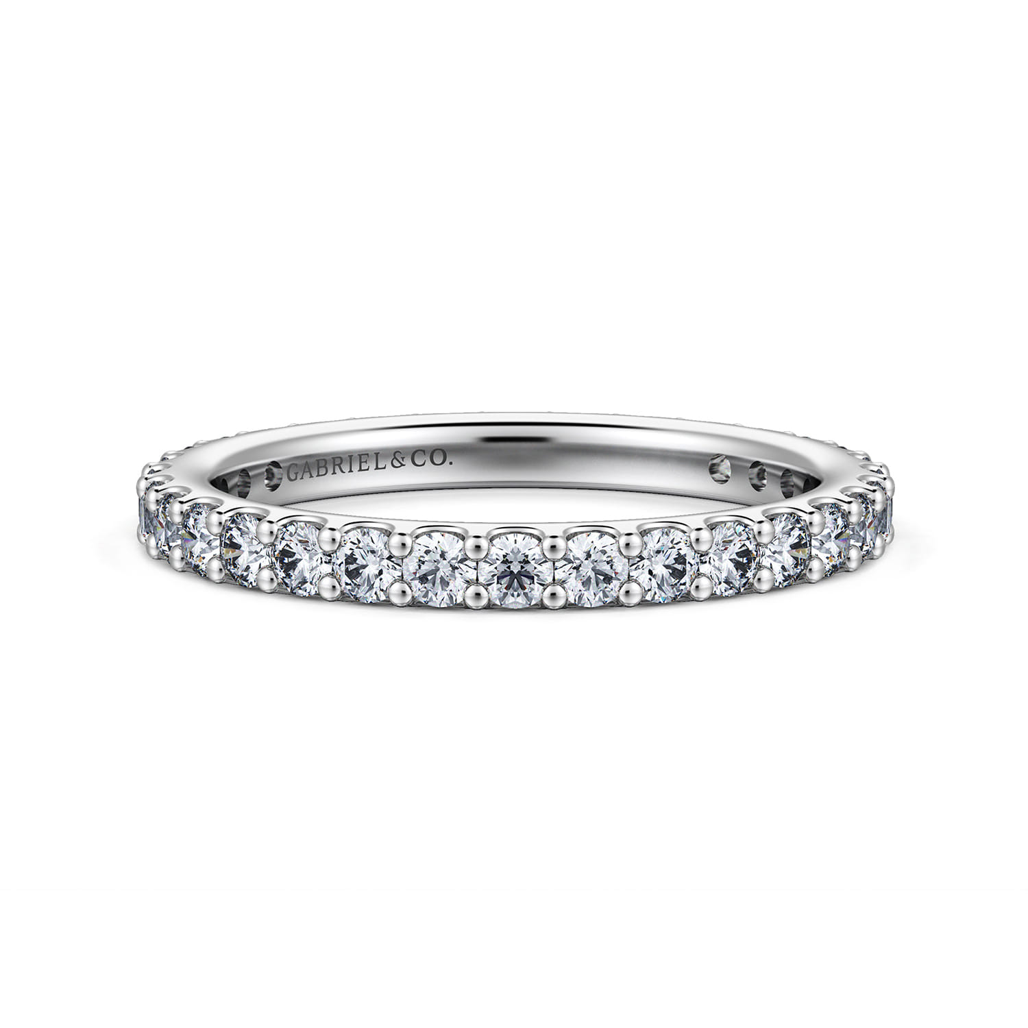 Eternity Band Wedding Ring in 14k White Gold with Round Natural Diamond at Gabriel & Co. - Shot 1