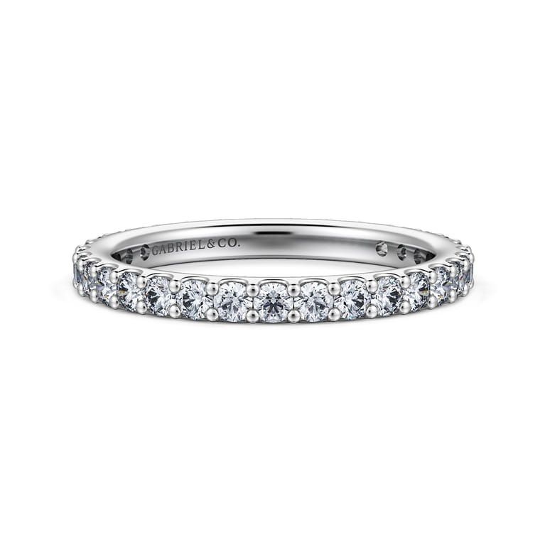 Eternity Band Wedding Ring in 14k White Gold with Round Natural Diamond at Gabriel & Co. - Shot 1