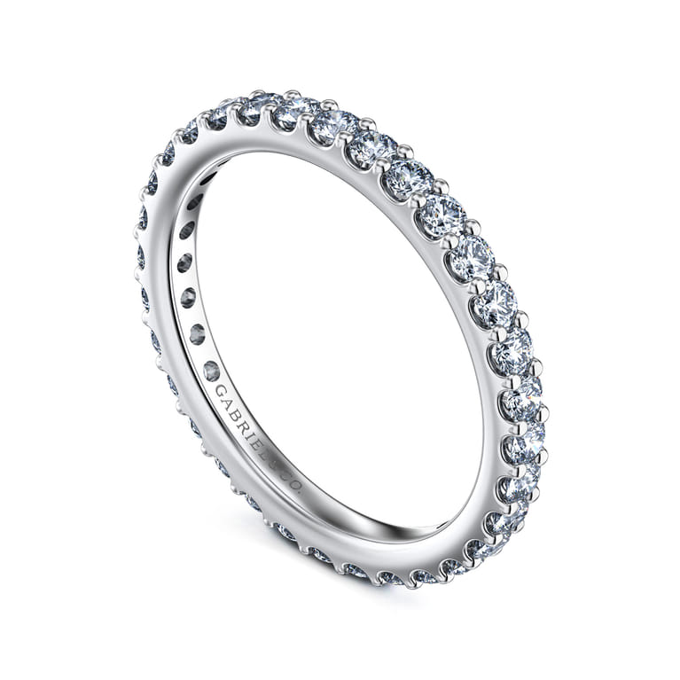 Eternity Band Wedding Ring in 14k White Gold with Round Natural Diamond at Gabriel & Co. - Shot 3