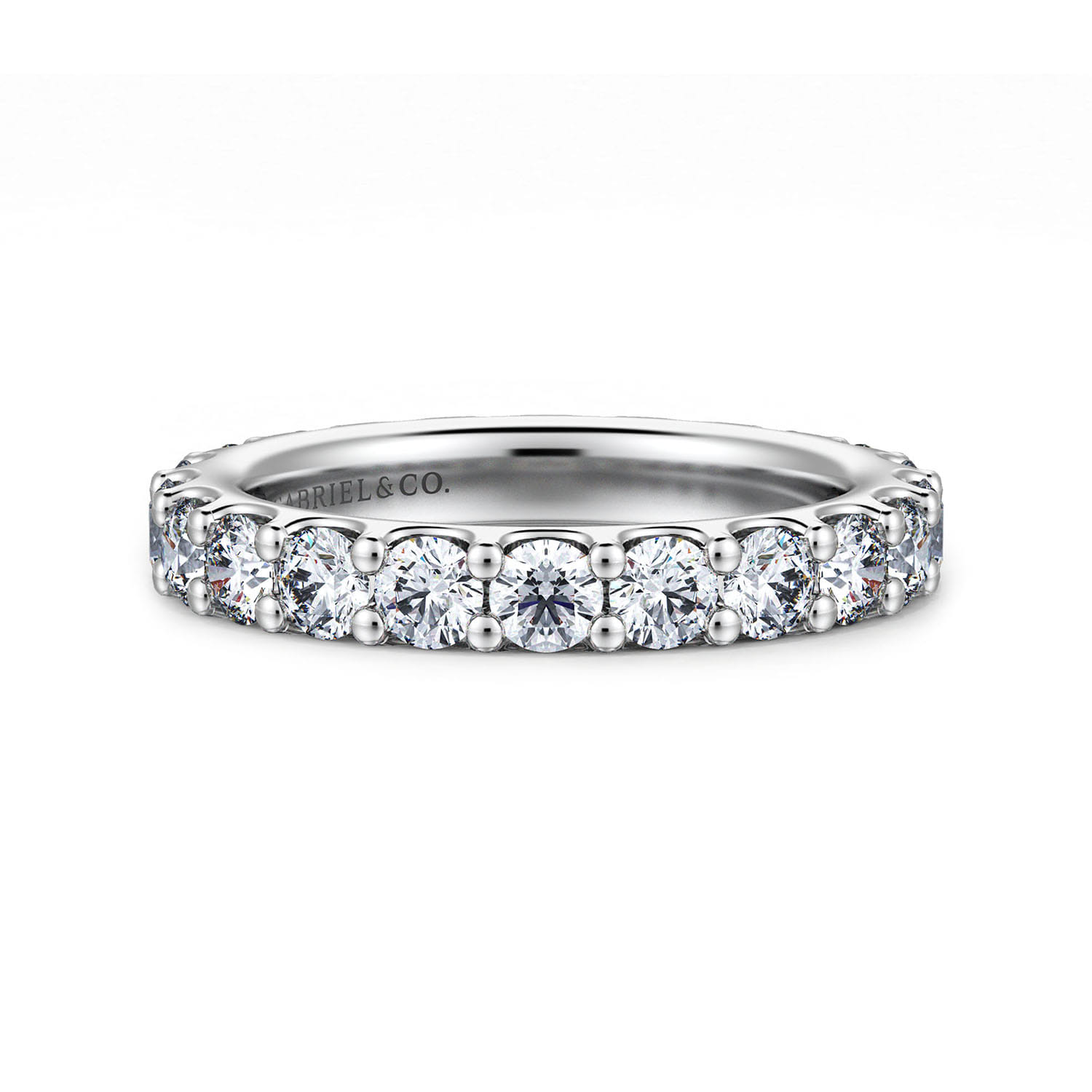 Eternity Band Wedding Ring in 14k White Gold with Round Natural Diamond at Gabriel & Co. - Shot 1