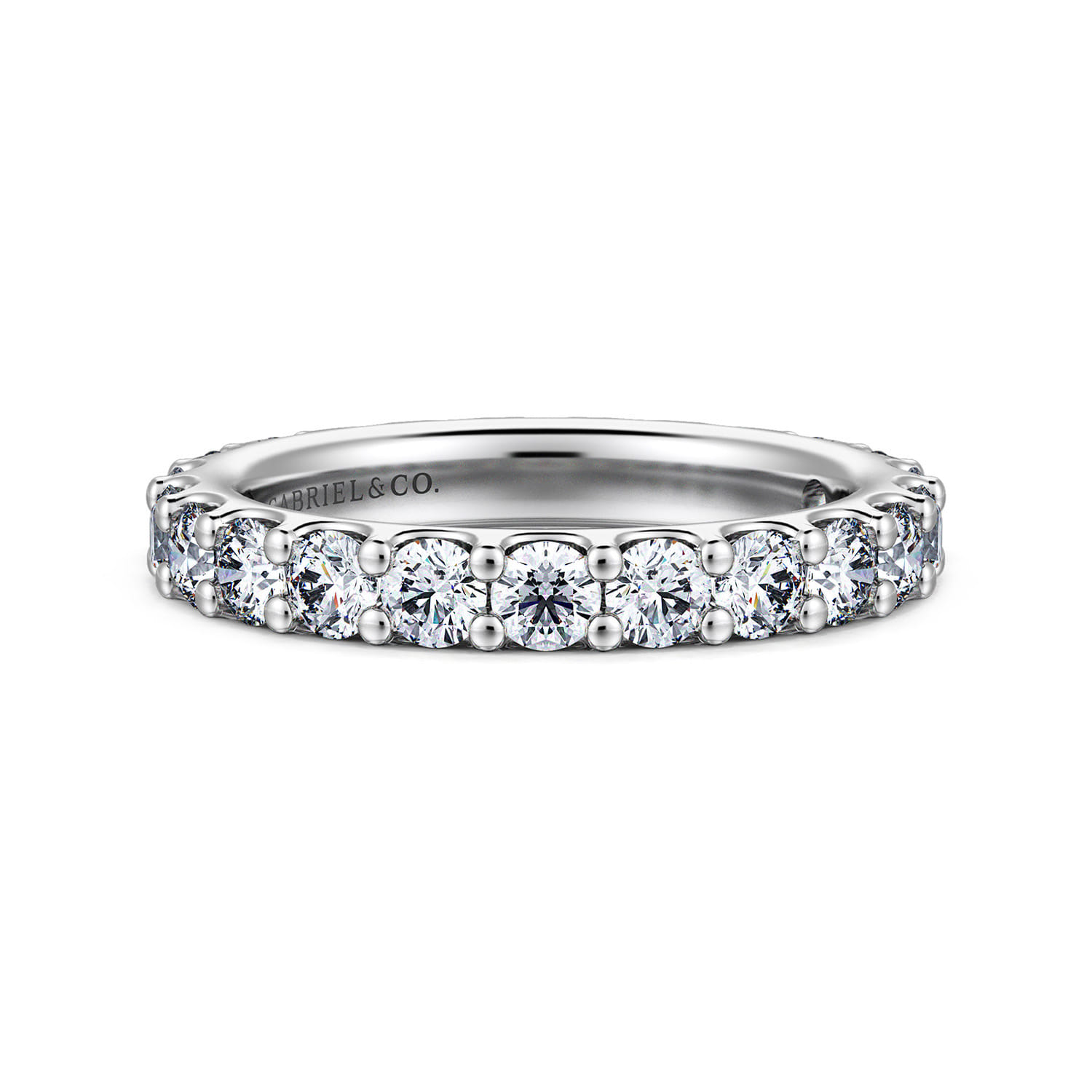Eternity Band Wedding Ring in 14k White Gold with Round Natural Diamond at Gabriel & Co. - Shot 1