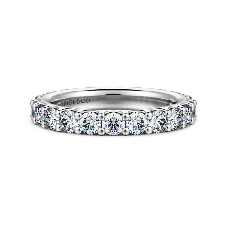 Eternity Band Wedding Ring in 14k White Gold with Round Natural Diamond at Gabriel & Co. - Shot 1
