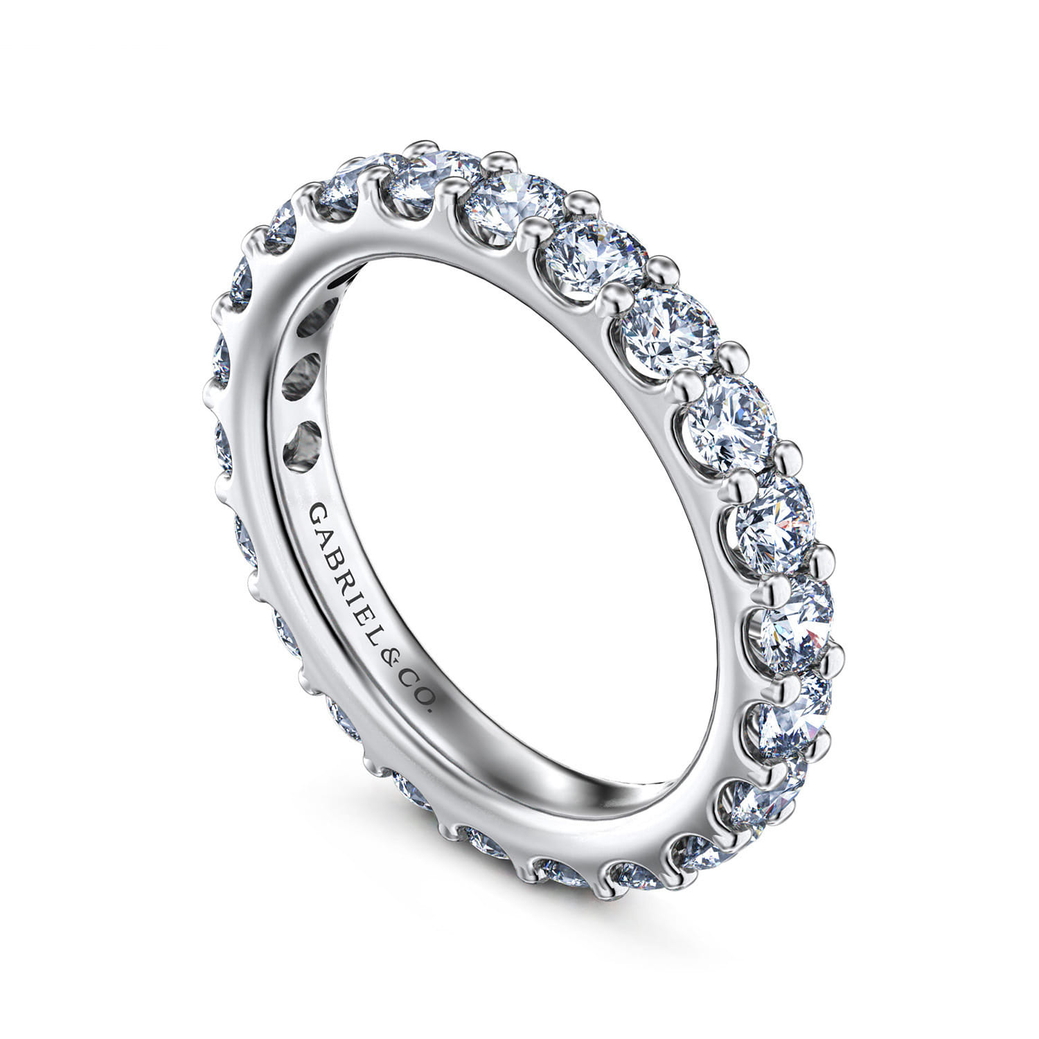 Eternity Band Wedding Ring in 14k White Gold with Round Natural Diamond at Gabriel & Co. - Shot 3