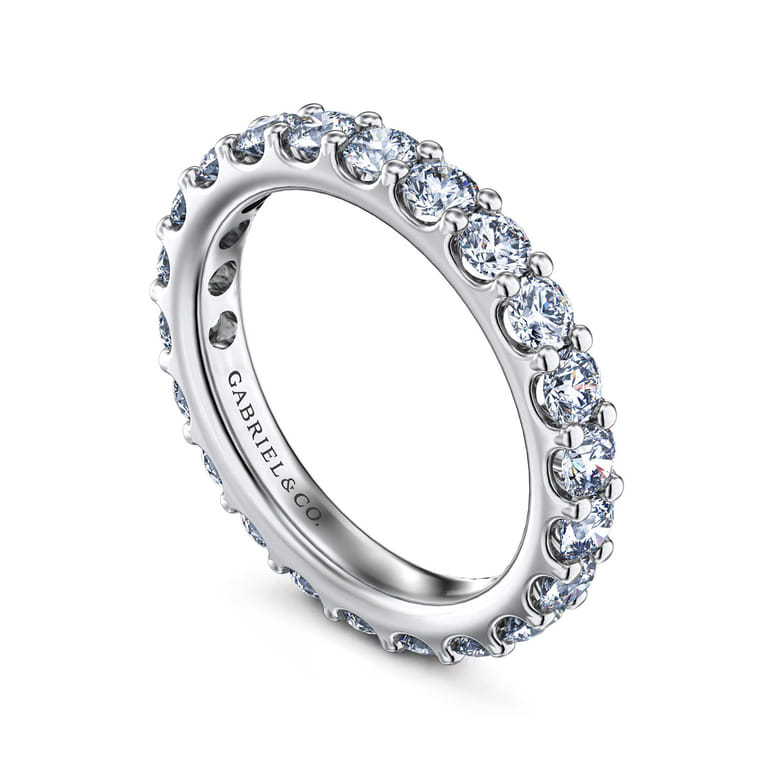 Eternity Band Wedding Ring in 14k White Gold with Round Natural Diamond at Gabriel & Co. - Shot 3