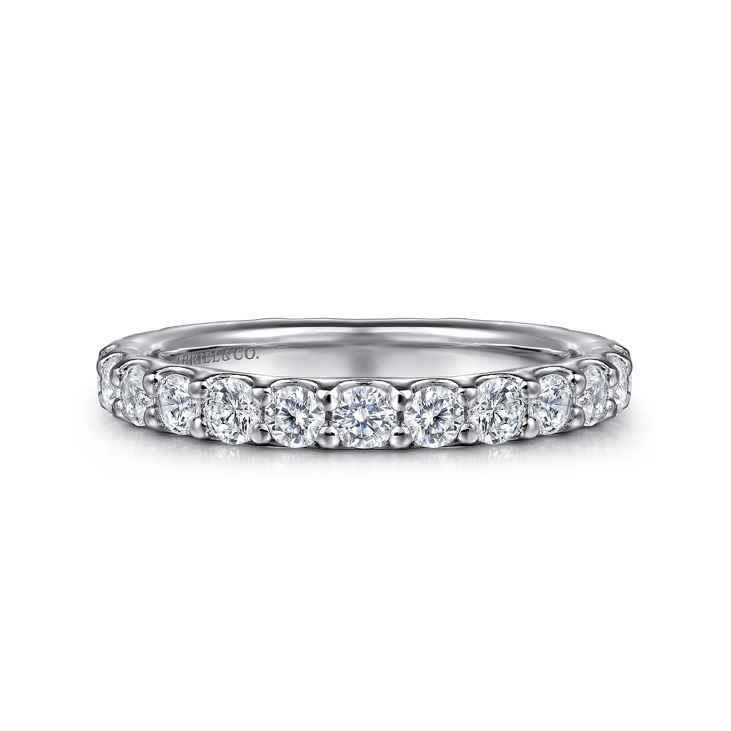 Eternity Band Wedding Ring in 14k White Gold with Round Natural Diamond at Gabriel & Co. - Shot 1