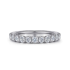 14K White Gold French Pavé Set Diamond Eternity Band