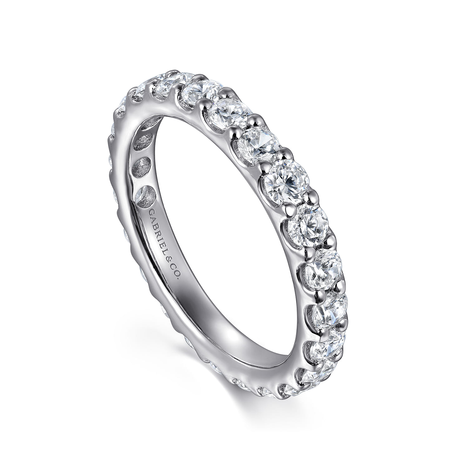 Eternity Band Wedding Ring in 14k White Gold with Round Natural Diamond at Gabriel & Co. - Shot 3
