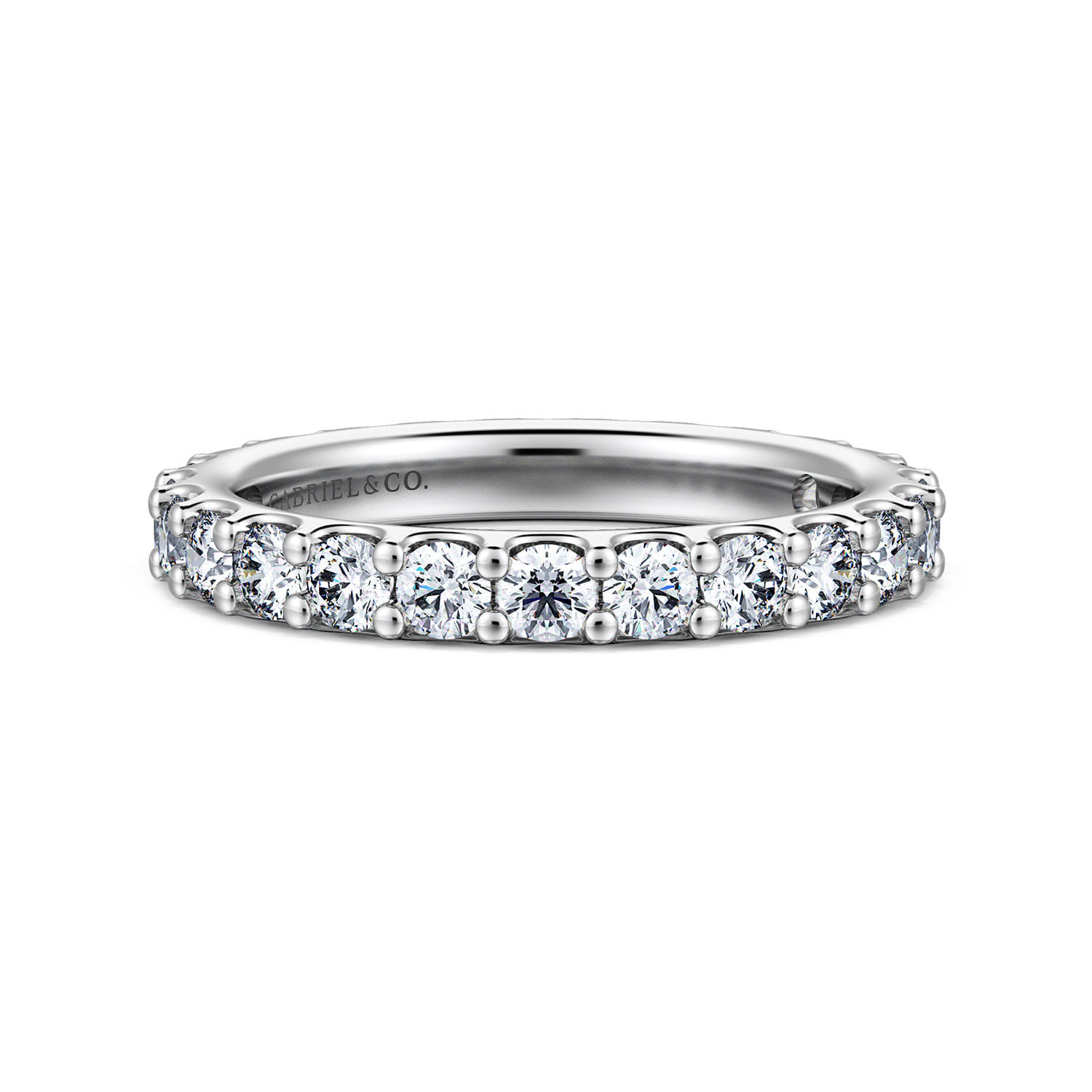 Eternity Band Wedding Ring in 14k White Gold with Round Natural Diamond at Gabriel & Co. - Shot 1