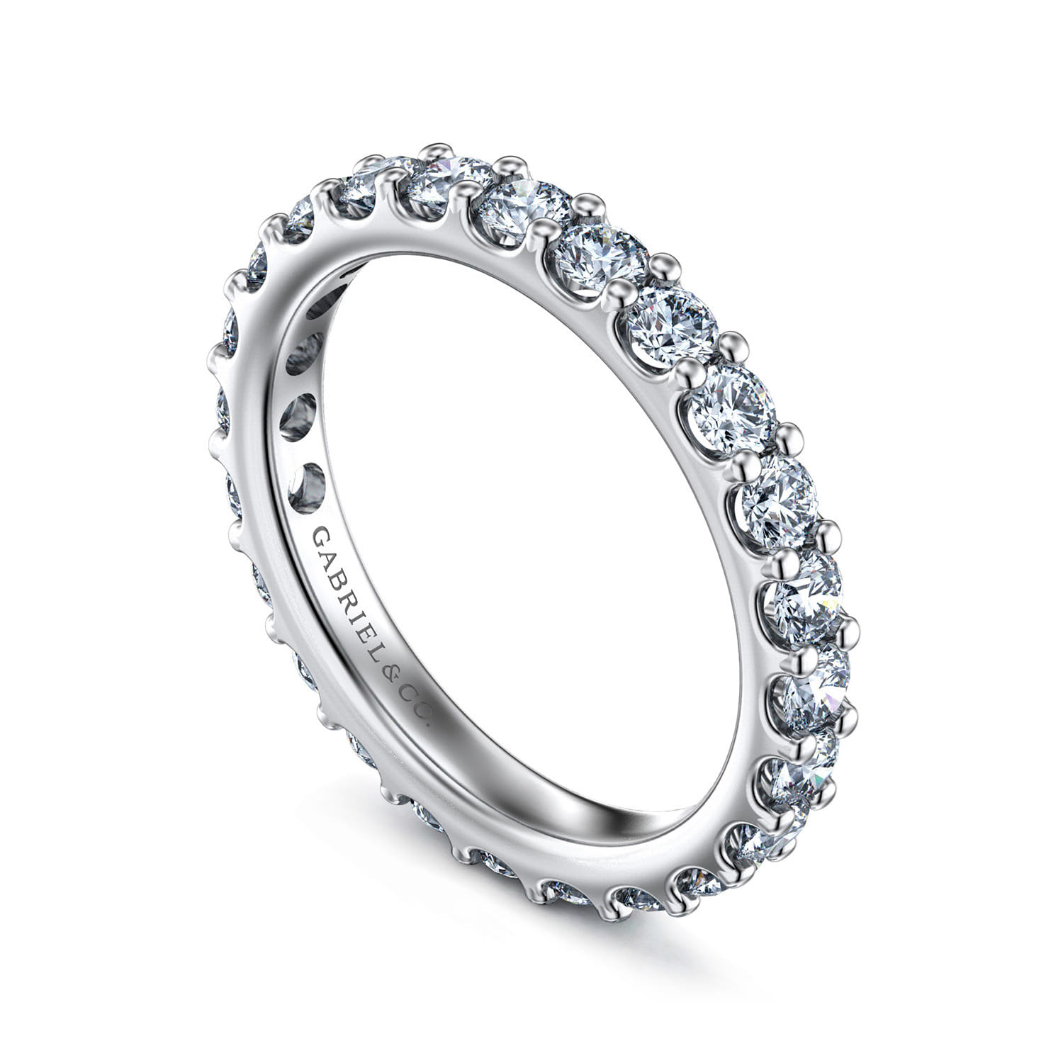 Eternity Band Wedding Ring in 14k White Gold with Round Natural Diamond at Gabriel & Co. - Shot 3