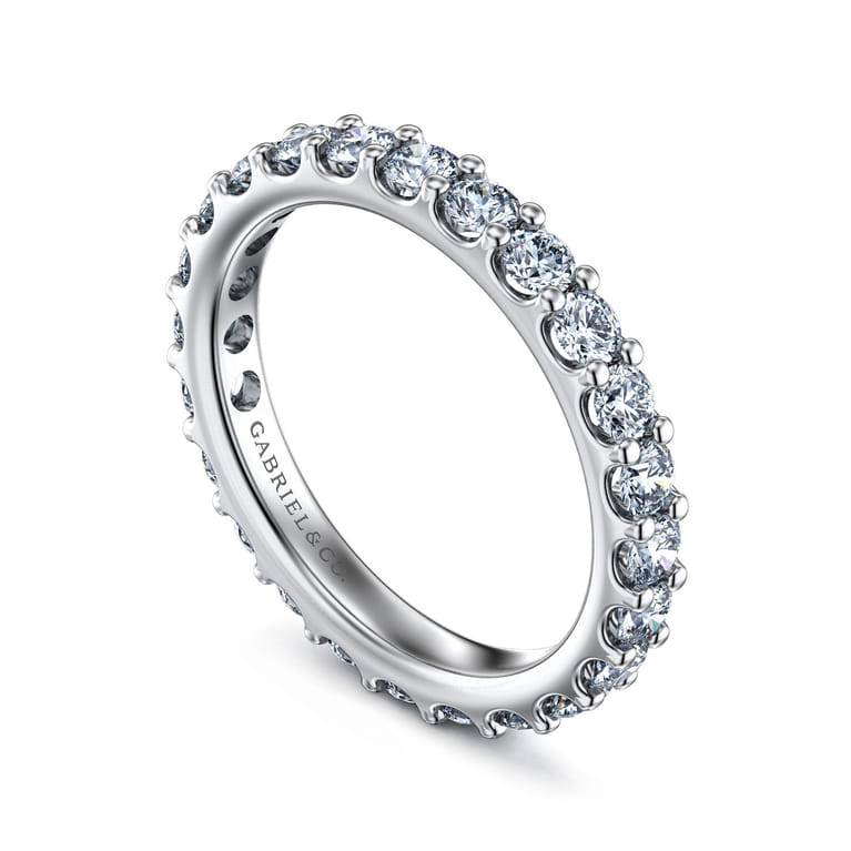 Eternity Band Wedding Ring in 14k White Gold with Round Natural Diamond at Gabriel & Co. - Shot 3