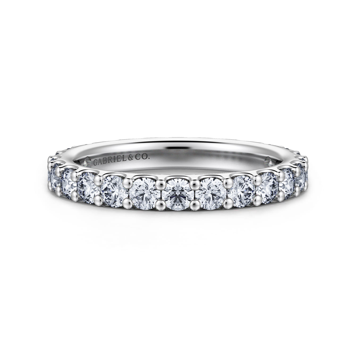 Eternity Band Wedding Ring in 14k White Gold with Round Natural Diamond at Gabriel & Co. - Shot 1