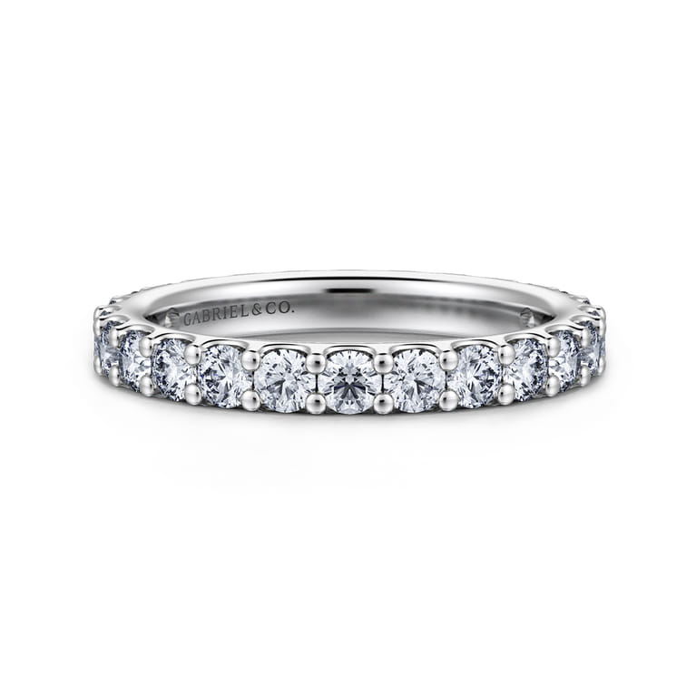 Eternity Band Wedding Ring in 14k White Gold with Round Natural Diamond at Gabriel & Co. - Shot 1