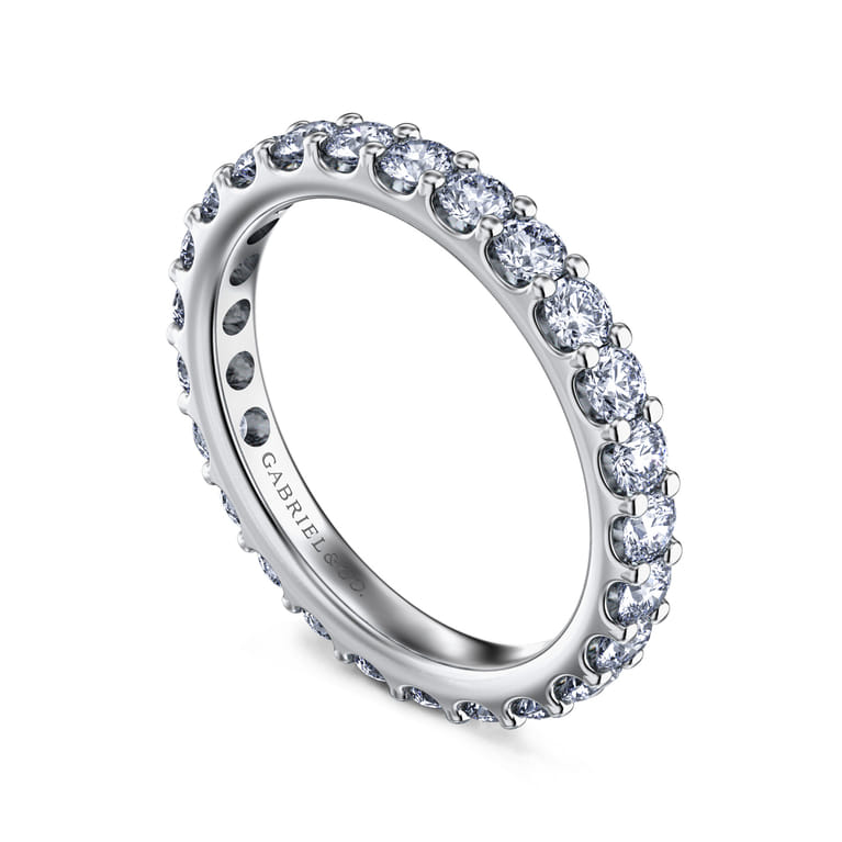 Eternity Band Wedding Ring in 14k White Gold with Round Natural Diamond at Gabriel & Co. - Shot 3