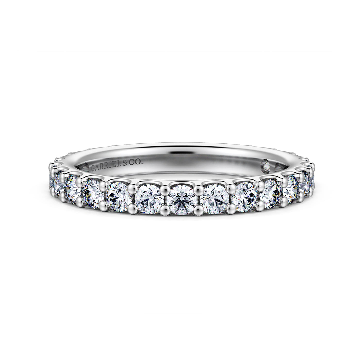 Eternity Band Wedding Ring in 14k White Gold with Round Natural Diamond at Gabriel & Co. - Shot 1