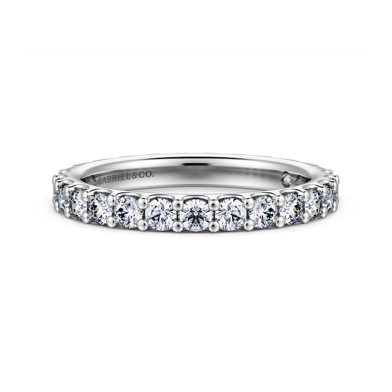 Eternity Band Wedding Ring in 14k White Gold with Round Natural Diamond at Gabriel & Co. - Shot 1