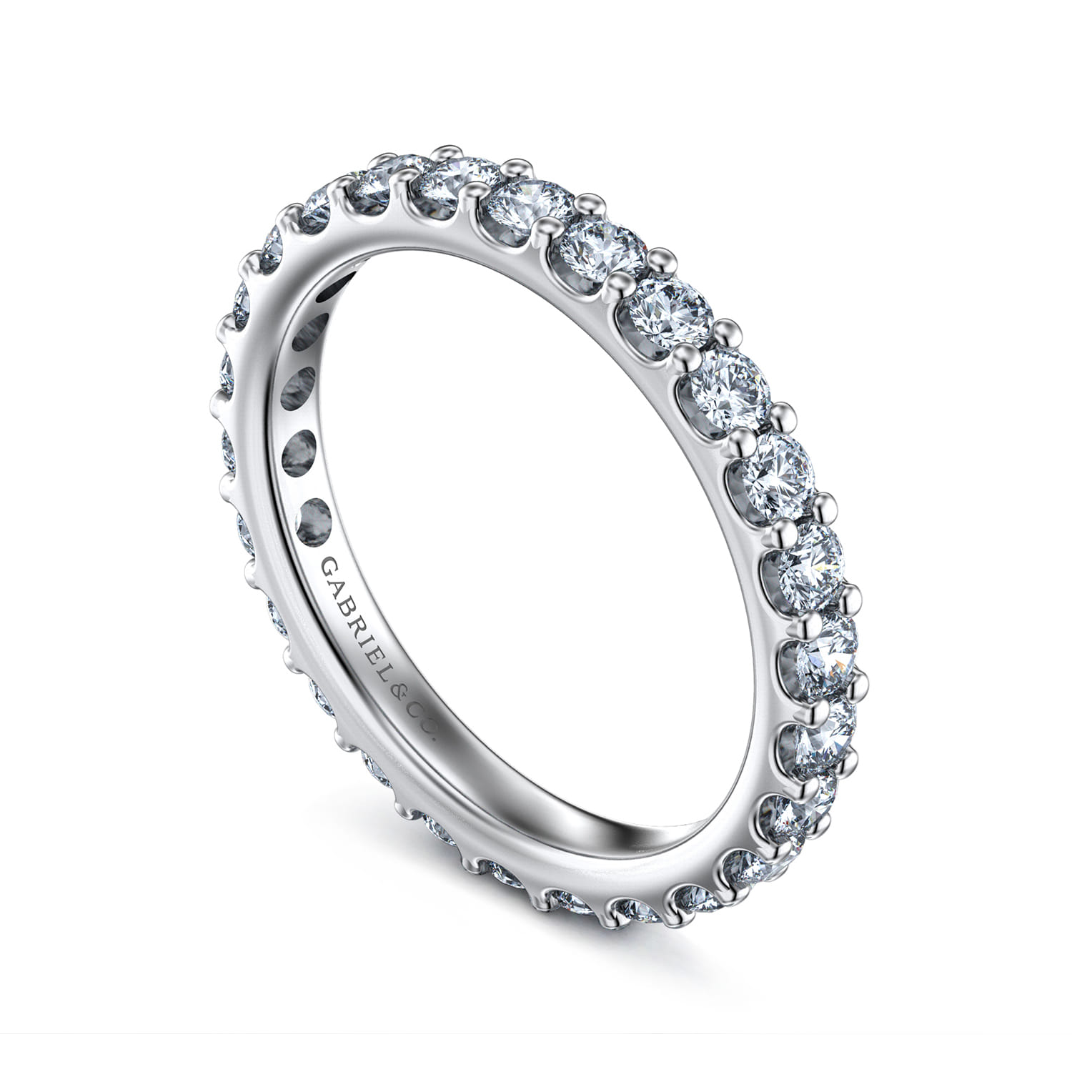 Eternity Band Wedding Ring in 14k White Gold with Round Natural Diamond at Gabriel & Co. - Shot 3