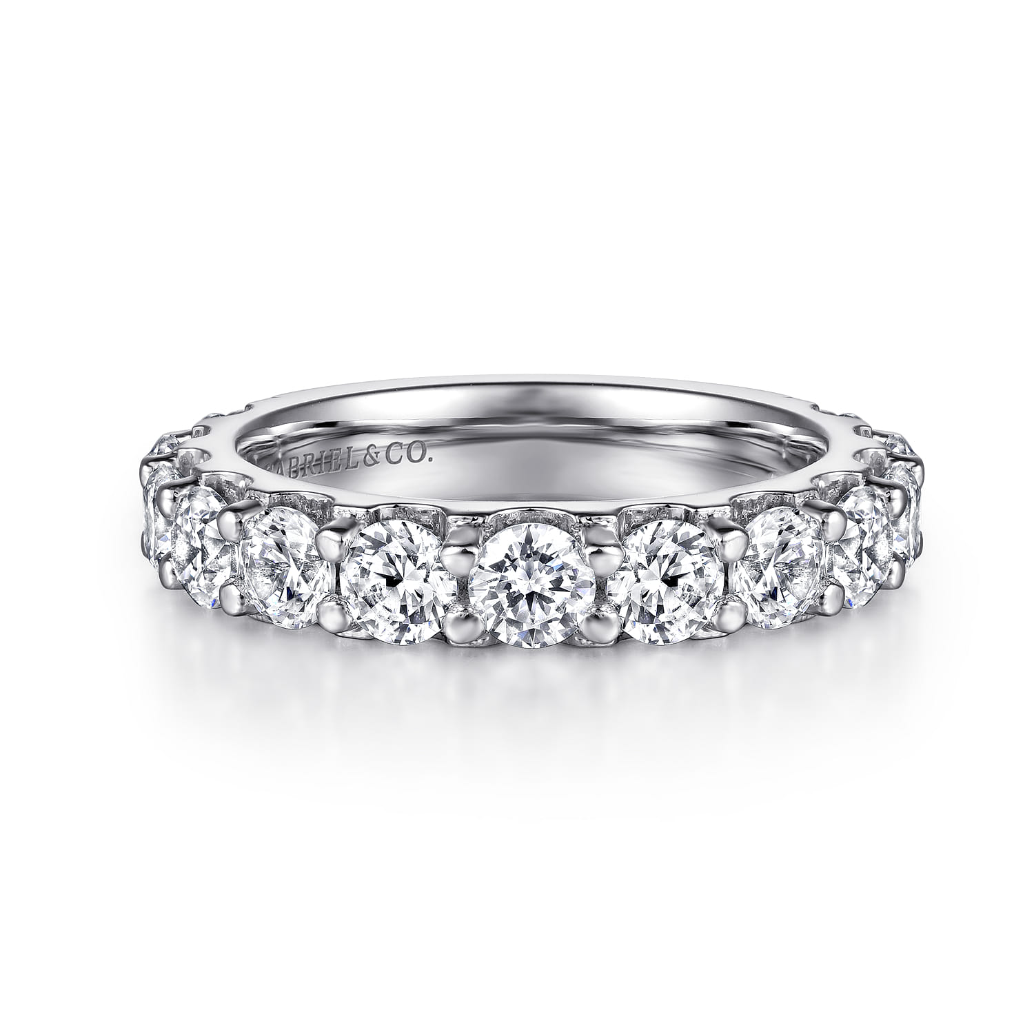 Straight Wedding Ring in 14k White Gold with Round Natural Diamond at Gabriel & Co. - Shot 1