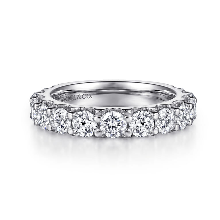 Straight Wedding Ring in 14k White Gold with Round Natural Diamond at Gabriel & Co. - Shot 1