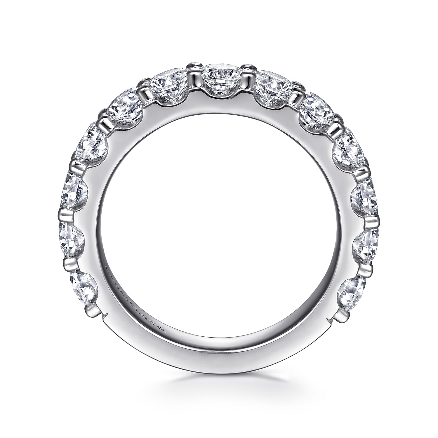Straight Wedding Ring in 14k White Gold with Round Natural Diamond at Gabriel & Co. - Shot 2