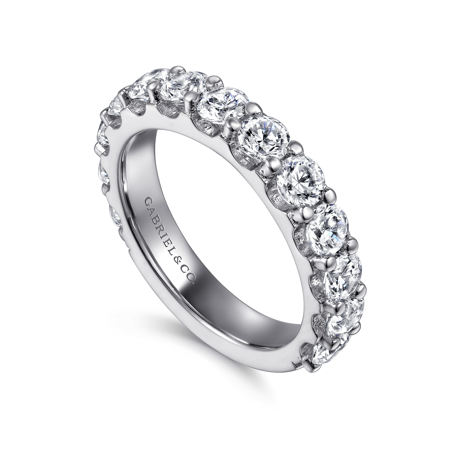 Straight Wedding Ring in 14k White Gold with Round Natural Diamond at Gabriel & Co. - Shot 3