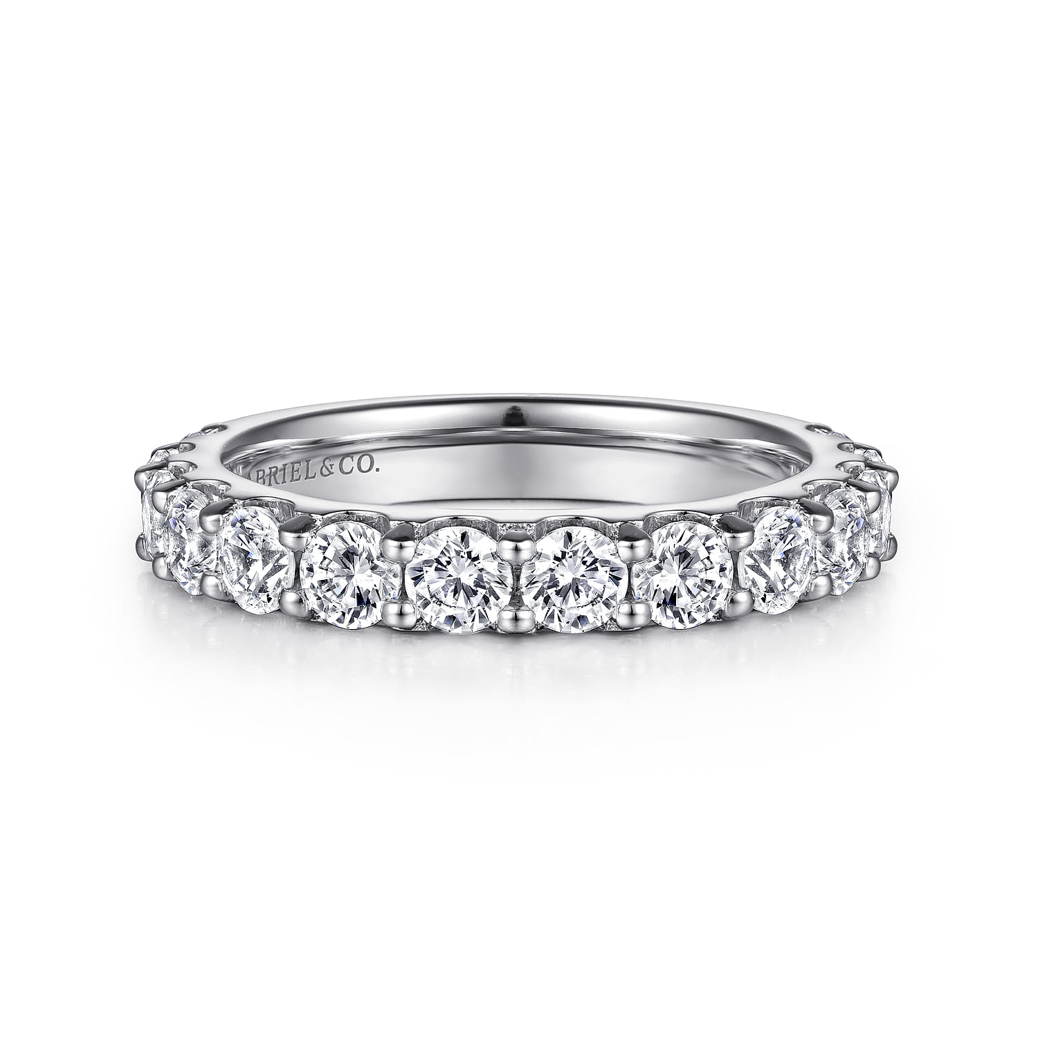 Straight Wedding Ring in 14k White Gold with Round Natural Diamond at Gabriel & Co. - Shot 1