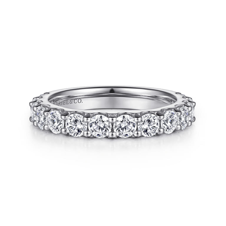 Straight Wedding Ring in 14k White Gold with Round Natural Diamond at Gabriel & Co. - Shot 1