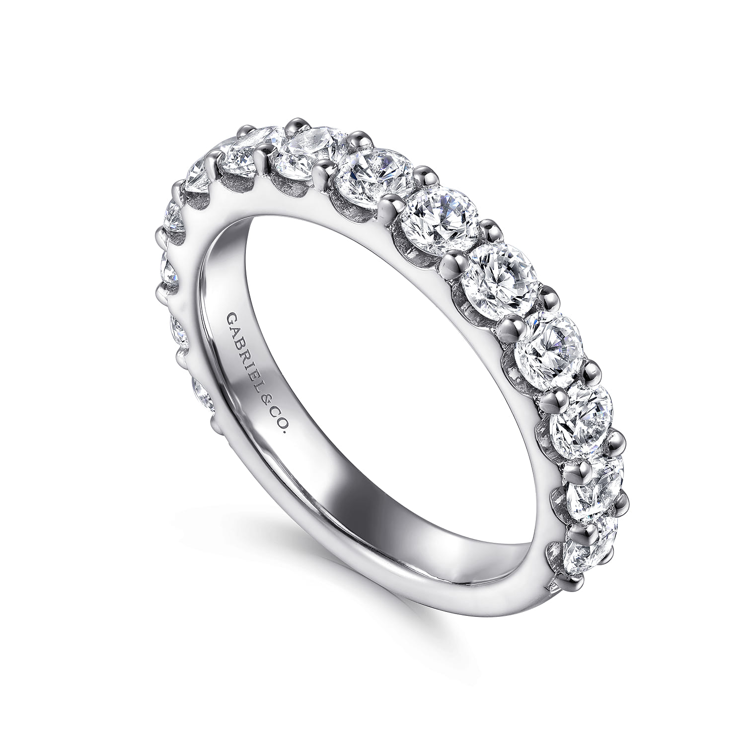 Straight Wedding Ring in 14k White Gold with Round Natural Diamond at Gabriel & Co. - Shot 3