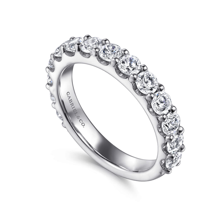 Straight Wedding Ring in 14k White Gold with Round Natural Diamond at Gabriel & Co. - Shot 3