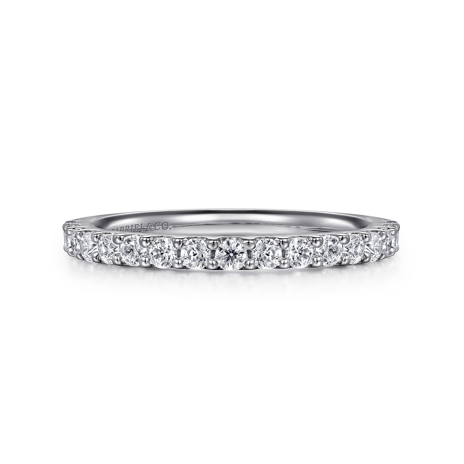 Straight Wedding Ring in 14k White Gold with Round Natural Diamond at Gabriel & Co. - Shot 1