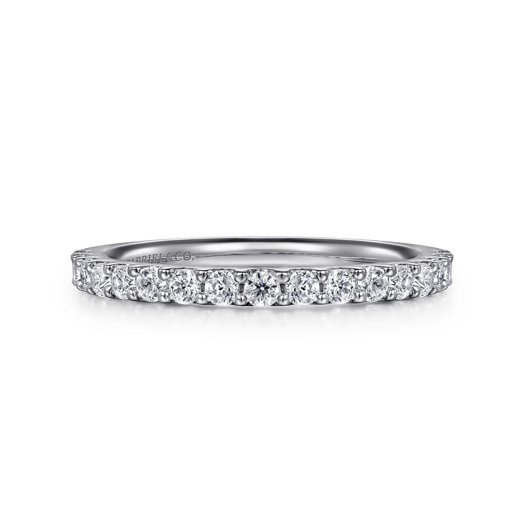 Straight Wedding Ring in 14k White Gold with Round Natural Diamond at Gabriel & Co. - Shot 1