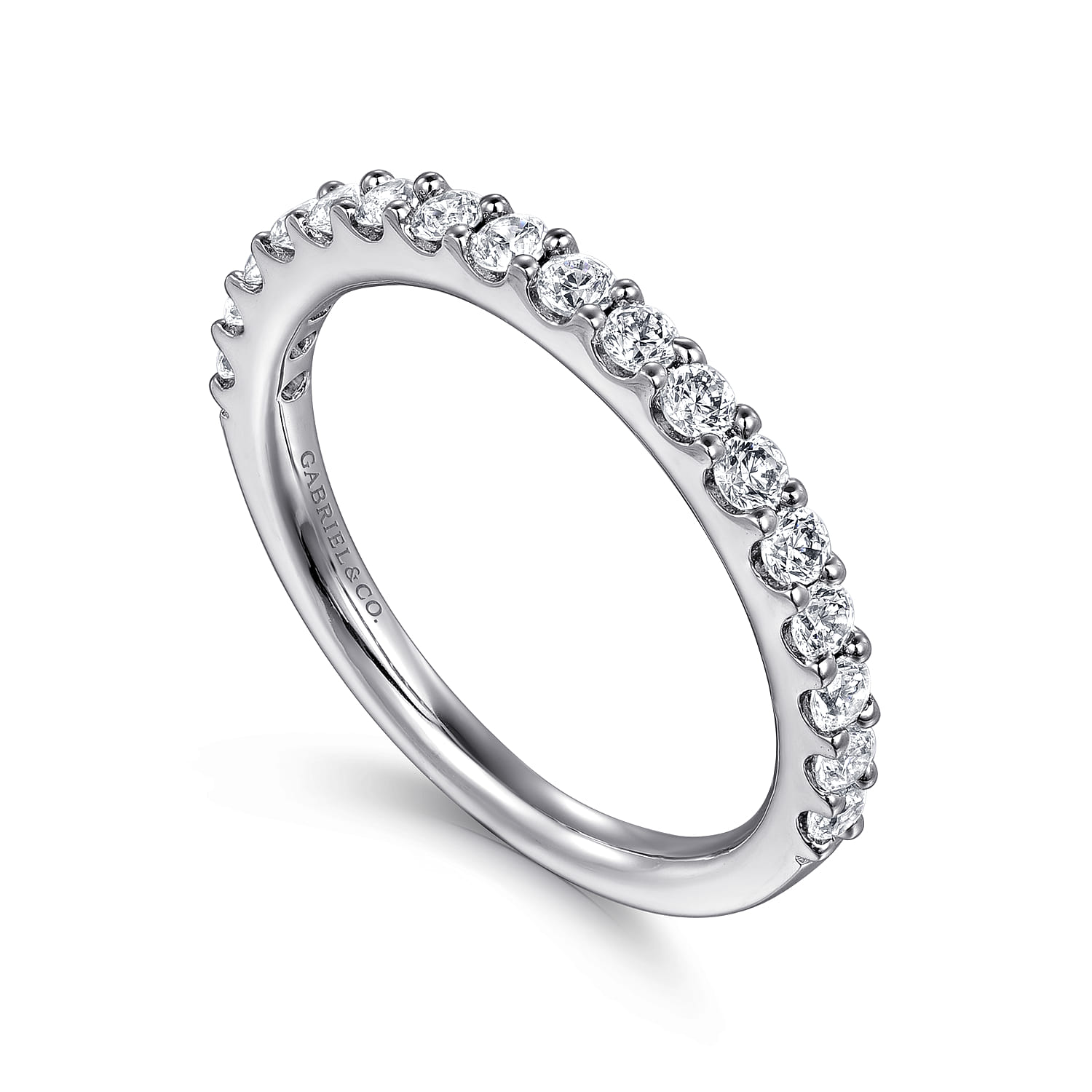 Straight Wedding Ring in 14k White Gold with Round Natural Diamond at Gabriel & Co. - Shot 3