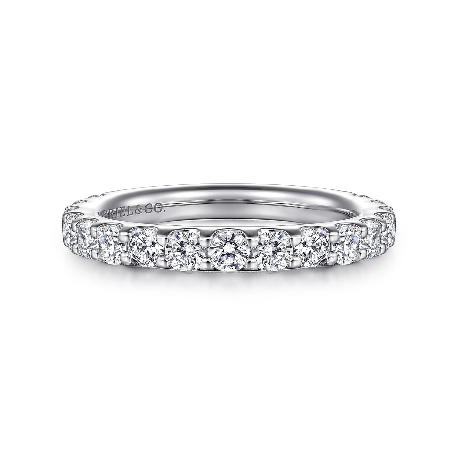 Straight Wedding Ring in 14k White Gold with Round Natural Diamond at Gabriel & Co. - Shot 1