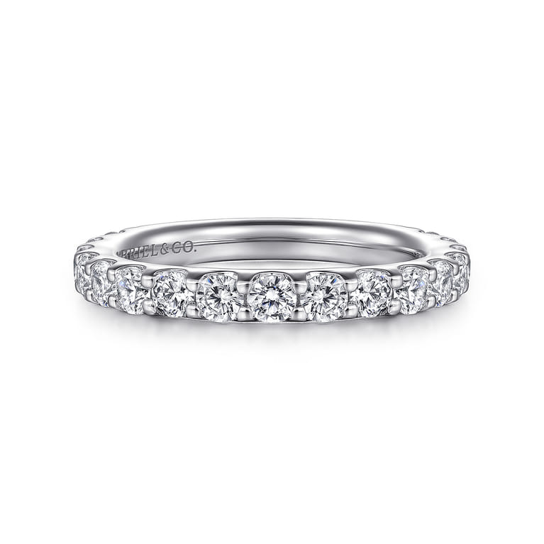 Straight Wedding Ring in 14k White Gold with Round Natural Diamond at Gabriel & Co. - Shot 1