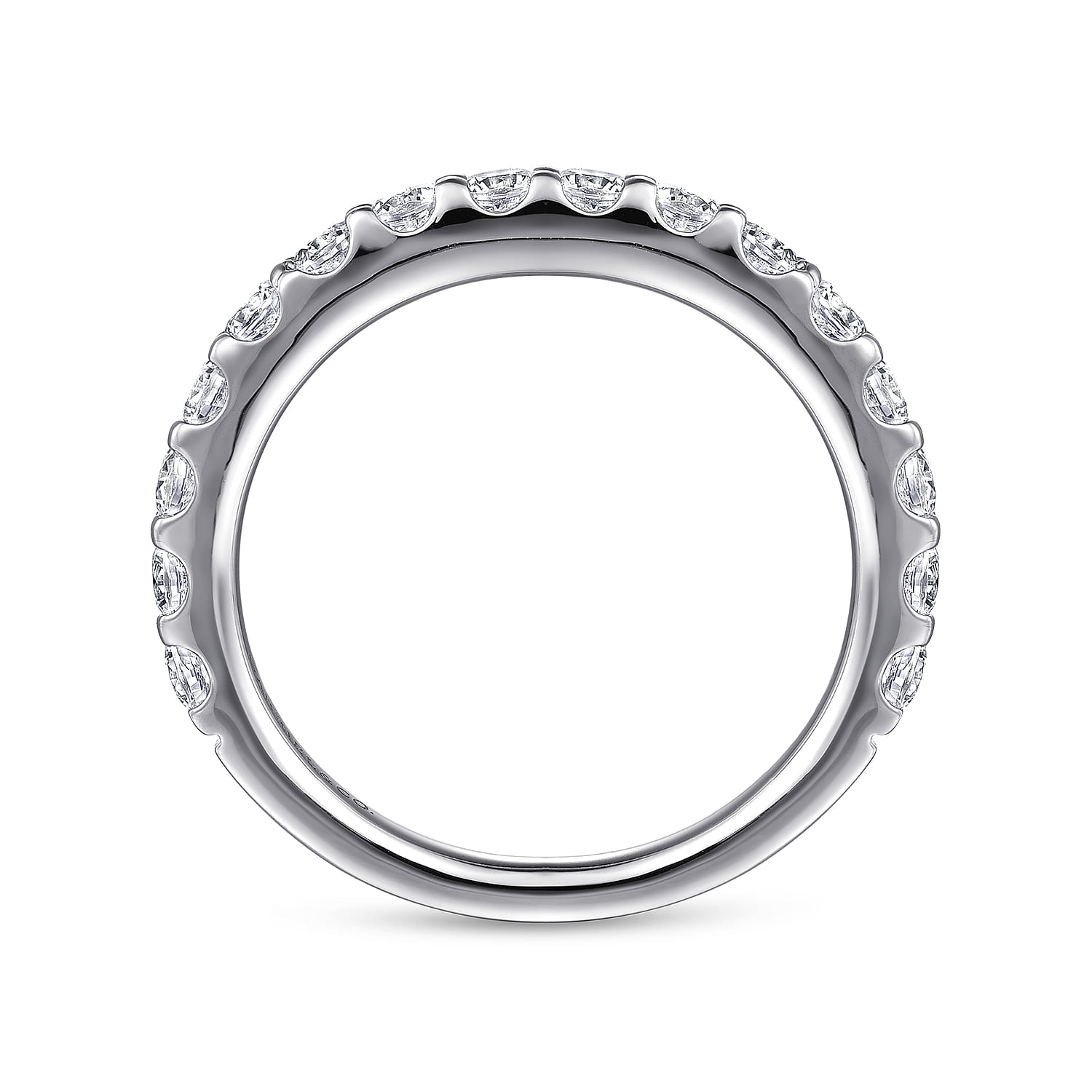 Straight Wedding Ring in 14k White Gold with Round Natural Diamond at Gabriel & Co. - Shot 2