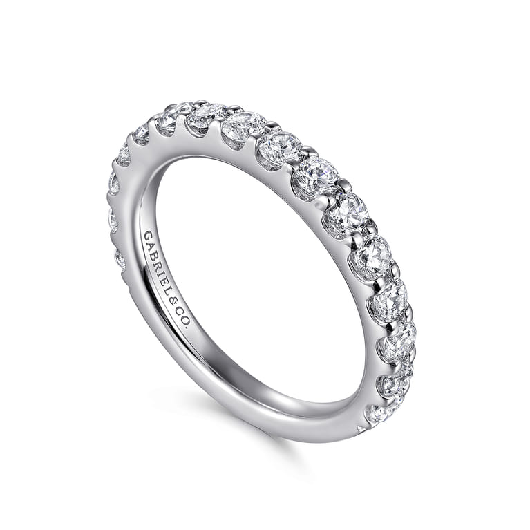 Straight Wedding Ring in 14k White Gold with Round Natural Diamond at Gabriel & Co. - Shot 3
